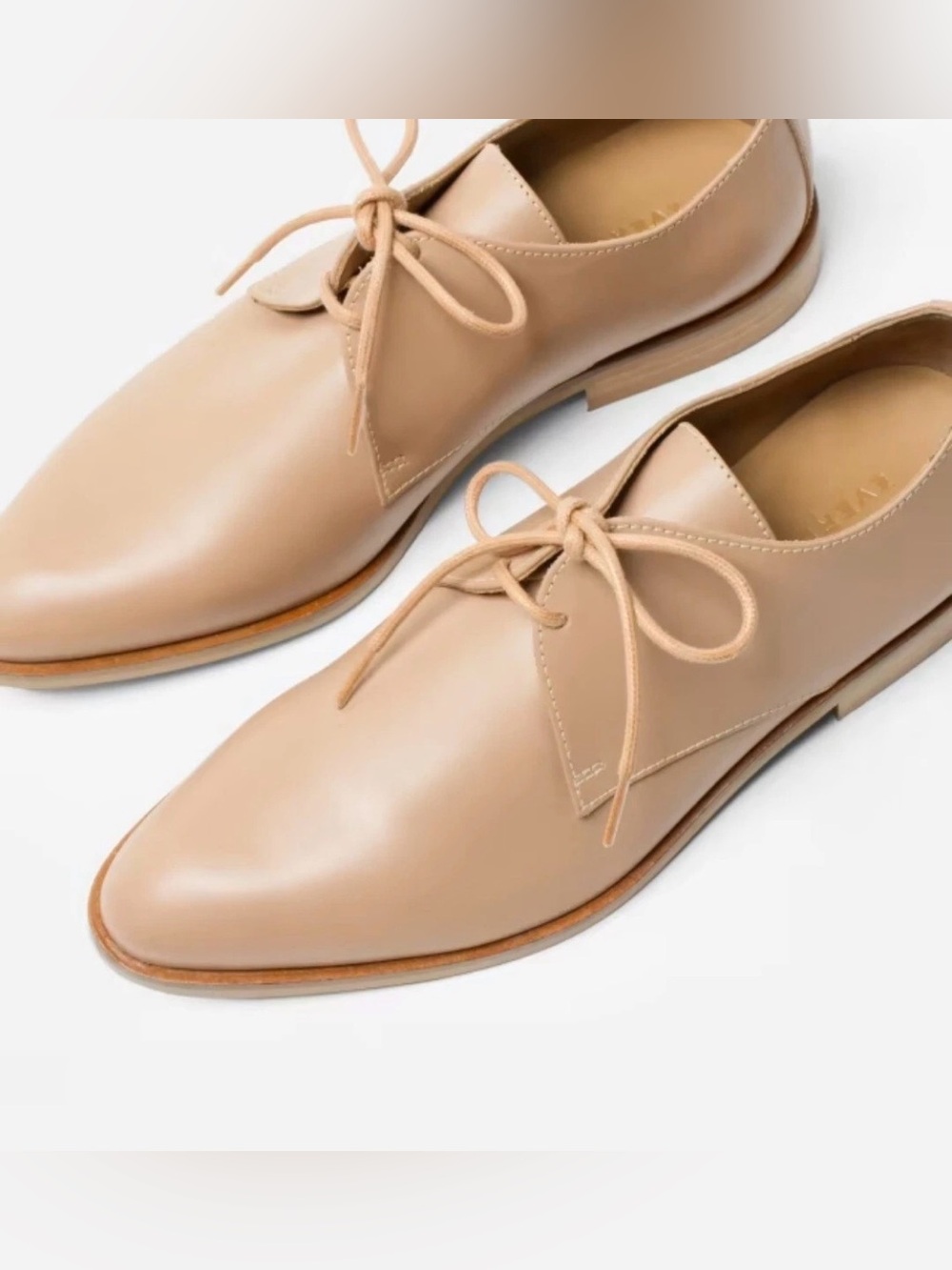 Everlane The Modern Oxford Shoes Nude/Tan Leather Lace-Up Derby Women’s 9 Blush